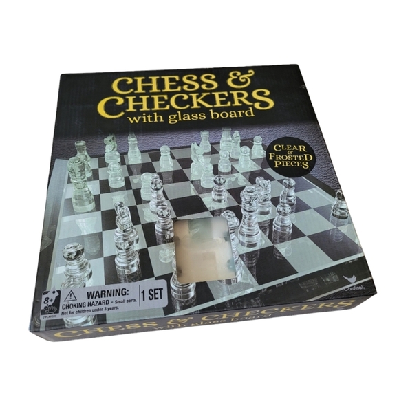 Chess and Checkers with Glass Board New in Box - Picture 1 of 2